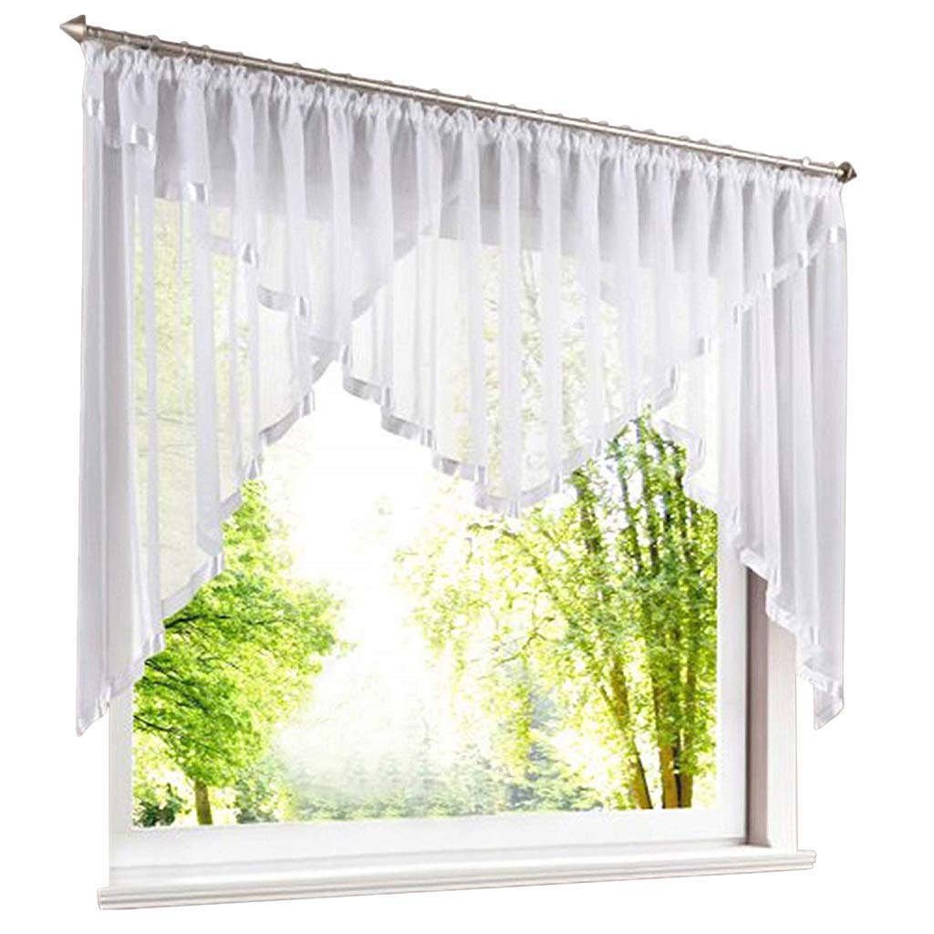 CORLIF Voile Gardine Mit Satinband - Transparenter Vorhang Mit Ösen 450x145cm