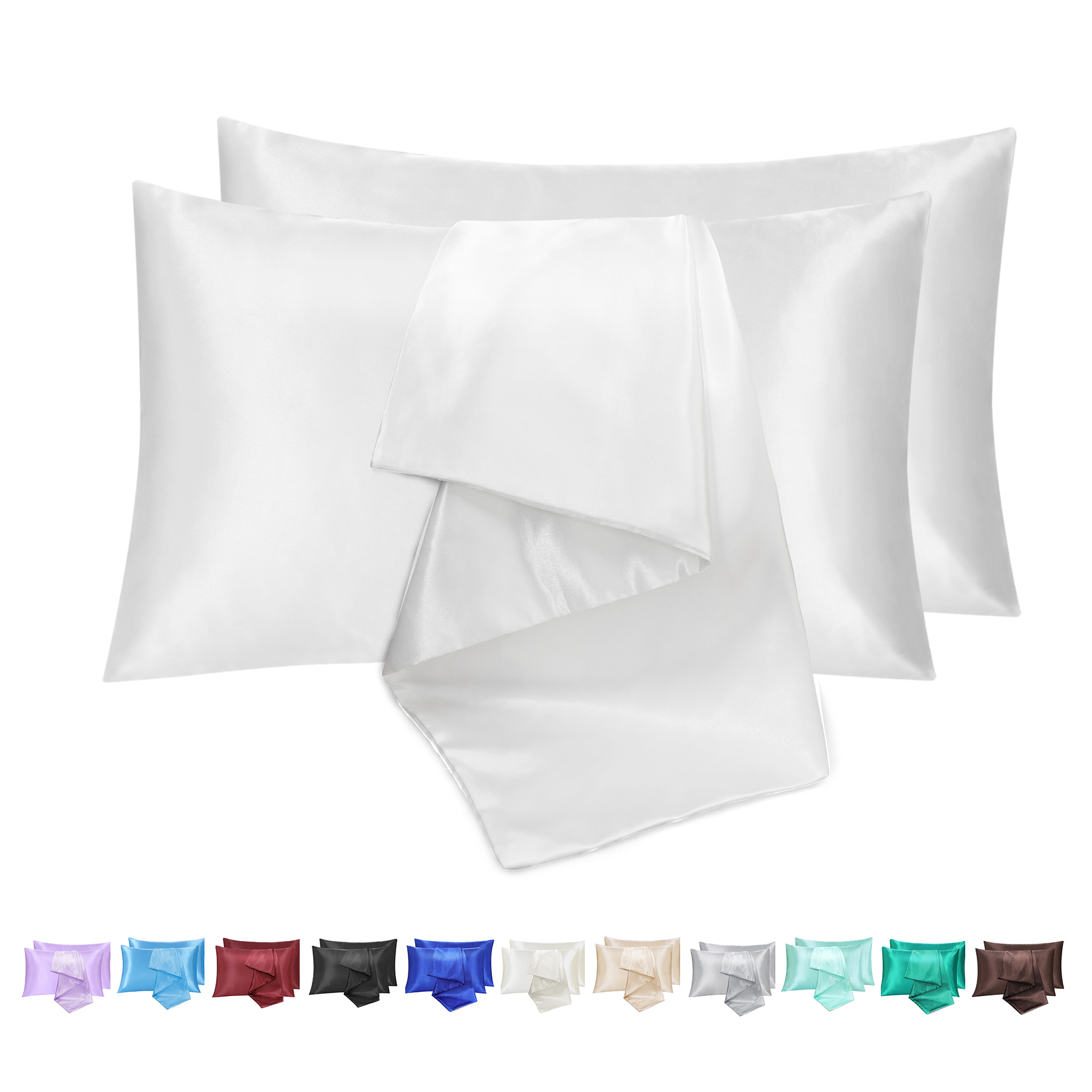 2X Satin Silk Pillowcase Luxury Ultra Soft Polyester Pillowcase Cover