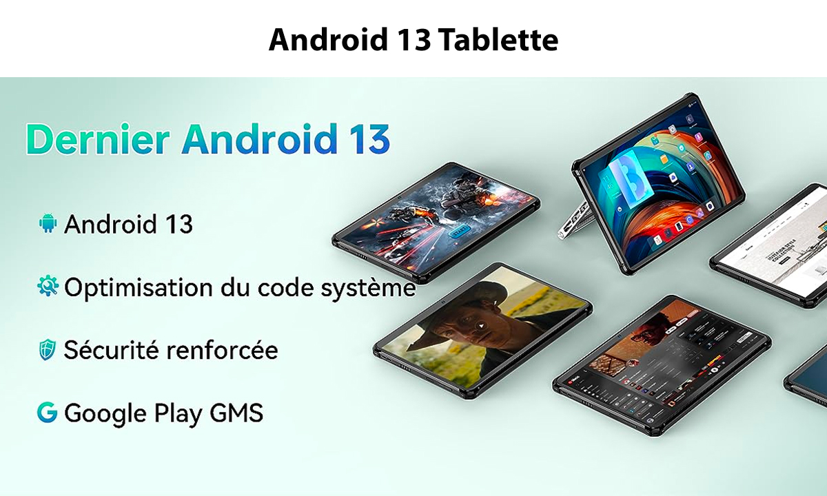OUKITEL RT6 10.1 pouces Tablette Android 13 8 Go RAM 256 Go ROM
