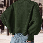 Womens-Cropped-Sweater-Fall-Long-Sleeve-Crop-Pullover-Sweater-Armygreen-2