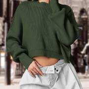 Womens-Cropped-Sweater-Fall-Long-Sleeve-Crop-Pullover-Sweater-Armygreen-4