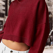 Womens-Cropped-Sweater-Fall-Long-Sleeve-Crop-Pullover-Sweater-Winered-3