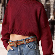 Womens-Cropped-Sweater-Fall-Long-Sleeve-Crop-Pullover-Sweater-Winered-5