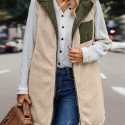 Womens-Winter-Sherpa-Fleece-Long-Vest-Armygreen-7