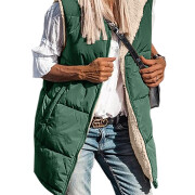 Womens-Winter-Sherpa-Fleece-Long-Vest-Green-1