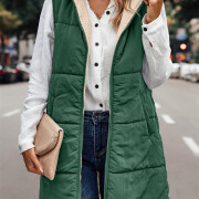 Womens-Winter-Sherpa-Fleece-Long-Vest-Green-3