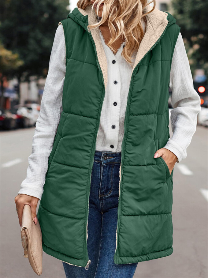 Womens-Winter-Sherpa-Fleece-Long-Vest-Green-4.jpg