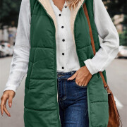 Womens-Winter-Sherpa-Fleece-Long-Vest-Green-5