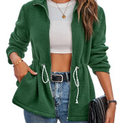 Womens-Fleece-Sherpa-Jacket-Green-1