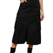 Womens-Casual-High-Waist-Midi-Denim-Skirt-Black-1