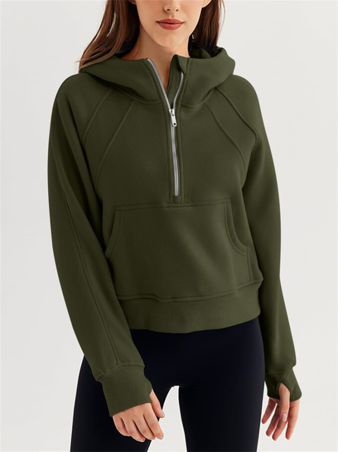 Womens-Cropped-Sweatshirt-Quarter-Zipper-Fleece-Pullover-Hoodies-Armygreen-4.jpg