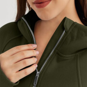 Womens-Cropped-Sweatshirt-Quarter-Zipper-Fleece-Pullover-Hoodies-Armygreen-5