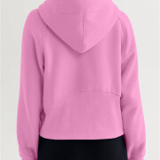 Womens-Cropped-Sweatshirt-Quarter-Zipper-Fleece-Pullover-Hoodies-Pink-2