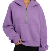 Womens-Cropped-Sweatshirt-Quarter-Zipper-Fleece-Pullover-Hoodies-Purple-1