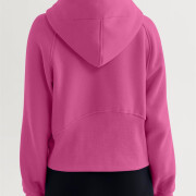 Womens-Cropped-Sweatshirt-Quarter-Zipper-Fleece-Pullover-Hoodies-Rosered-2