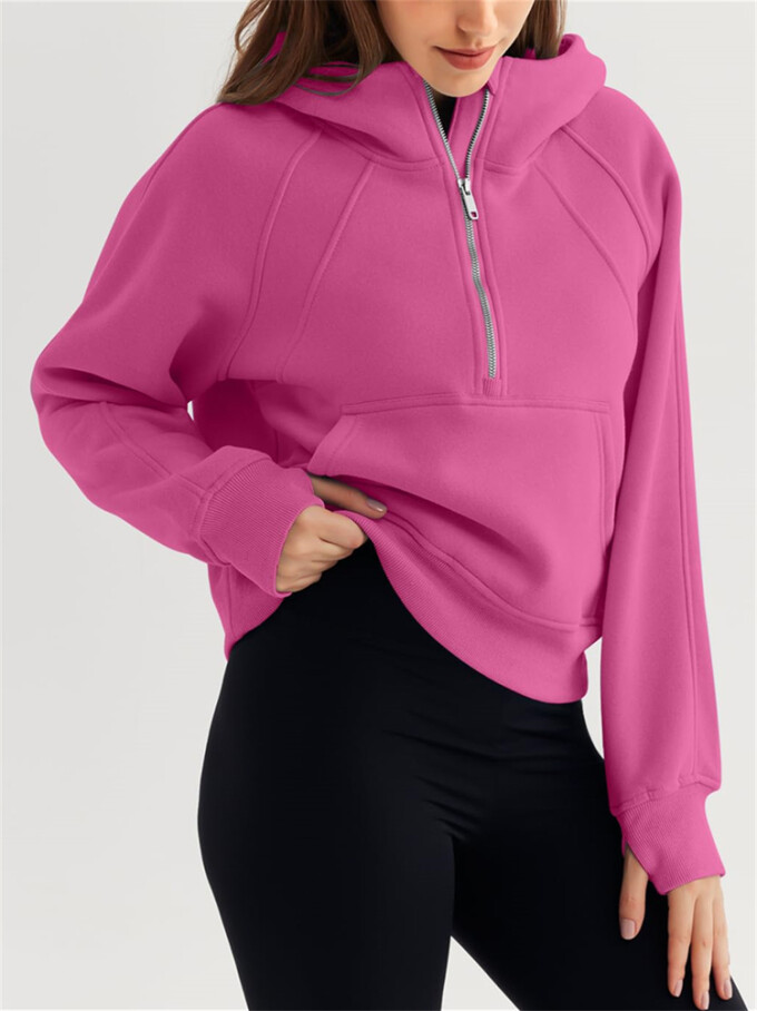 Womens-Cropped-Sweatshirt-Quarter-Zipper-Fleece-Pullover-Hoodies-Rosered-3.jpg