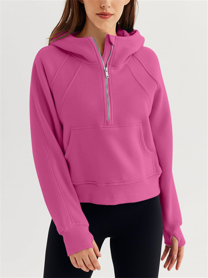 Womens-Cropped-Sweatshirt-Quarter-Zipper-Fleece-Pullover-Hoodies-Rosered-4.jpg