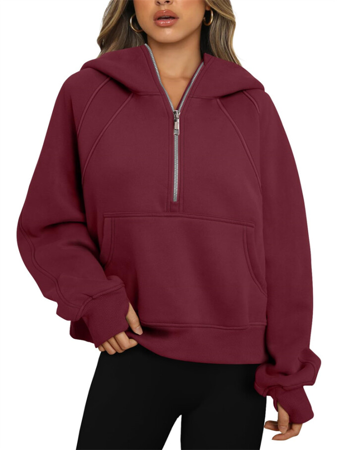 Womens-Cropped-Sweatshirt-Quarter-Zipper-Fleece-Pullover-Hoodies-Winered-1.jpg