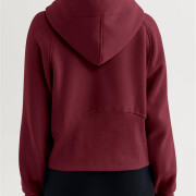 Womens-Cropped-Sweatshirt-Quarter-Zipper-Fleece-Pullover-Hoodies-Winered-2