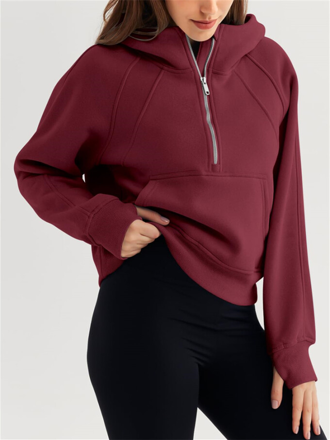 Womens-Cropped-Sweatshirt-Quarter-Zipper-Fleece-Pullover-Hoodies-Winered-3.jpg