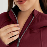 Womens-Cropped-Sweatshirt-Quarter-Zipper-Fleece-Pullover-Hoodies-Winered-5