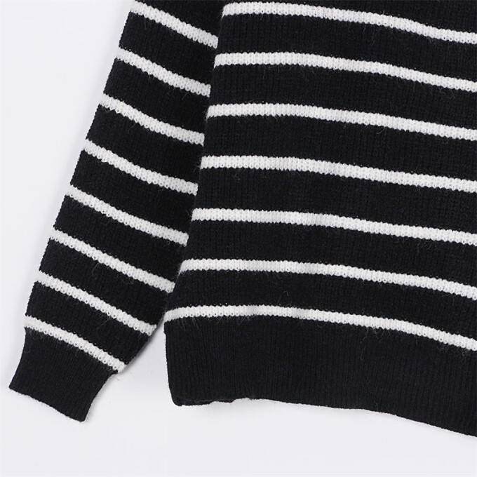 Womens-Fall-Half-Zip-Striped-Sweater-Black-2.jpg