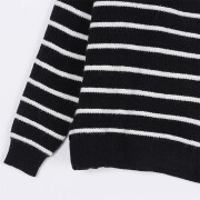 Womens-Fall-Half-Zip-Striped-Sweater-Black-2