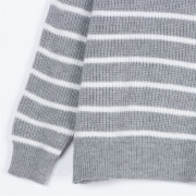 Womens-Fall-Half-Zip-Striped-Sweater-Grey-2