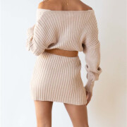 Womens-Long-Sleeve-Knit-Bodycon-Dress-Beige-2