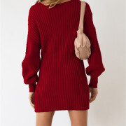 Womens-Long-Sleeve-Knit-Bodycon-Dress-Winered-2