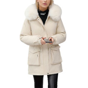 Womens-Winter-Hooded-Puffer-Jacket-Beige-1