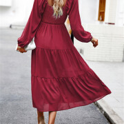 Womens-2023-Long-Sleeve-Maxi-Dress-Winered-2