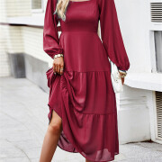 Womens-2023-Long-Sleeve-Maxi-Dress-Winered-3