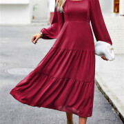 Womens-2023-Long-Sleeve-Maxi-Dress-Winered-5