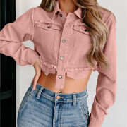 Womens-Crop-Denim-Jacket-Pink-4