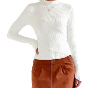 Womens-Mock-Neck-Sweater-Long-Sleeve-Slim-Fitted-Stretch-Ribbed-Knit-Pullover-Jumper-Tops-Beige-1