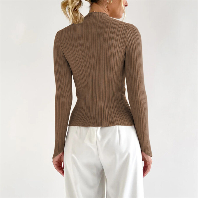 Womens-Mock-Neck-Sweater-Long-Sleeve-Slim-Fitted-Stretch-Ribbed-Knit-Pullover-Jumper-Tops-Coffee-2.jpg