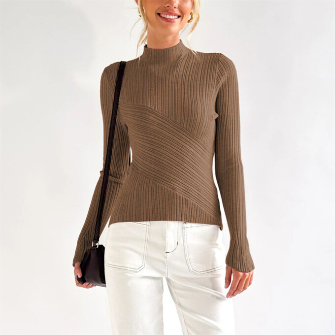 Womens-Mock-Neck-Sweater-Long-Sleeve-Slim-Fitted-Stretch-Ribbed-Knit-Pullover-Jumper-Tops-Coffee-5.jpg