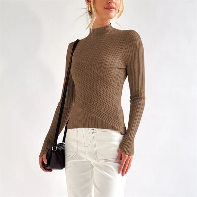 Womens-Mock-Neck-Sweater-Long-Sleeve-Slim-Fitted-Stretch-Ribbed-Knit-Pullover-Jumper-Tops-Coffee-7.jpg