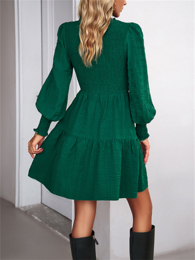 Womens-2023-Casual-Puff-Long-Sleeve-Mock-Neck-Dress-Green-2.jpg