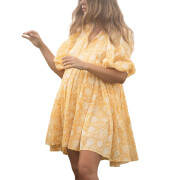 Womens-Summer-Boho-Mini-Dress-Yellow-1