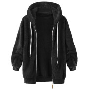 Womens-Winter-Fleece-Jacket-Hooded-Zipper-Sherpa-Coat-Black-2