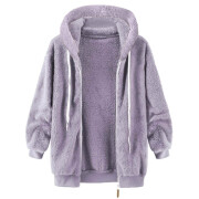 Womens-Winter-Fleece-Jacket-Hooded-Zipper-Sherpa-Coat-Purple-2