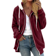 Womens-Winter-Fleece-Jacket-Hooded-Zipper-Sherpa-Coat-Winered-1