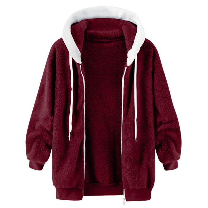 Womens-Winter-Fleece-Jacket-Hooded-Zipper-Sherpa-Coat-Winered-3.jpg