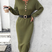 Womens-2023-Fall-Knit-Sweater-Maxi-Dress-Long-Sleeve-Button-V-Neck-Sweater-Long-Dress-Green-5