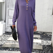 Womens-2023-Fall-Knit-Sweater-Maxi-Dress-Long-Sleeve-Button-V-Neck-Sweater-Long-Dress-Purple-4