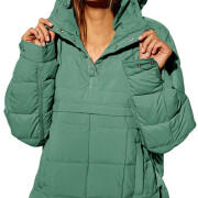 Womens-Winter-Pullover-Puffer-Jacket-Green-1