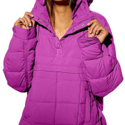 Womens-Winter-Pullover-Puffer-Jacket-Purple-1