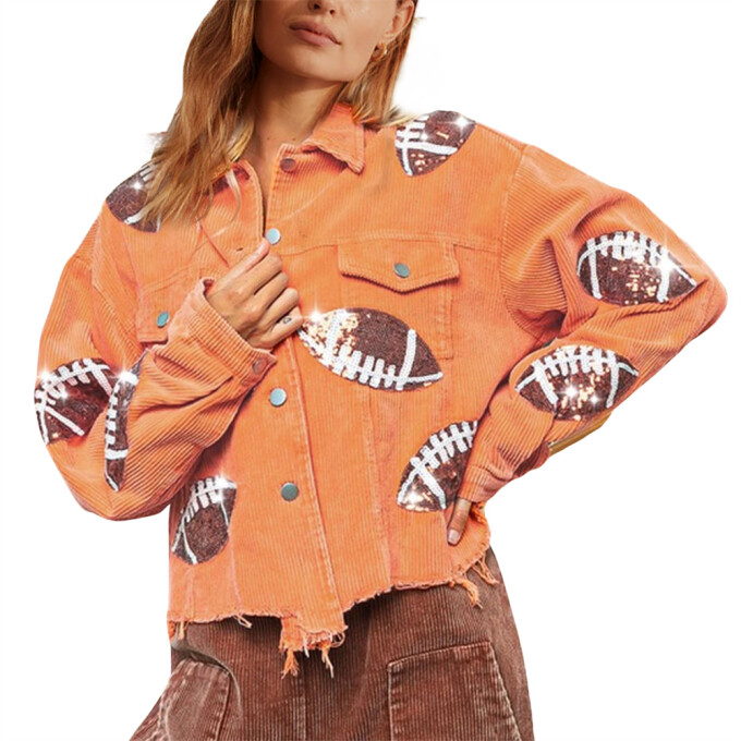 Womens-Cropped-Corduroy-Jacket-Football-Sequin-Orange-1.jpg